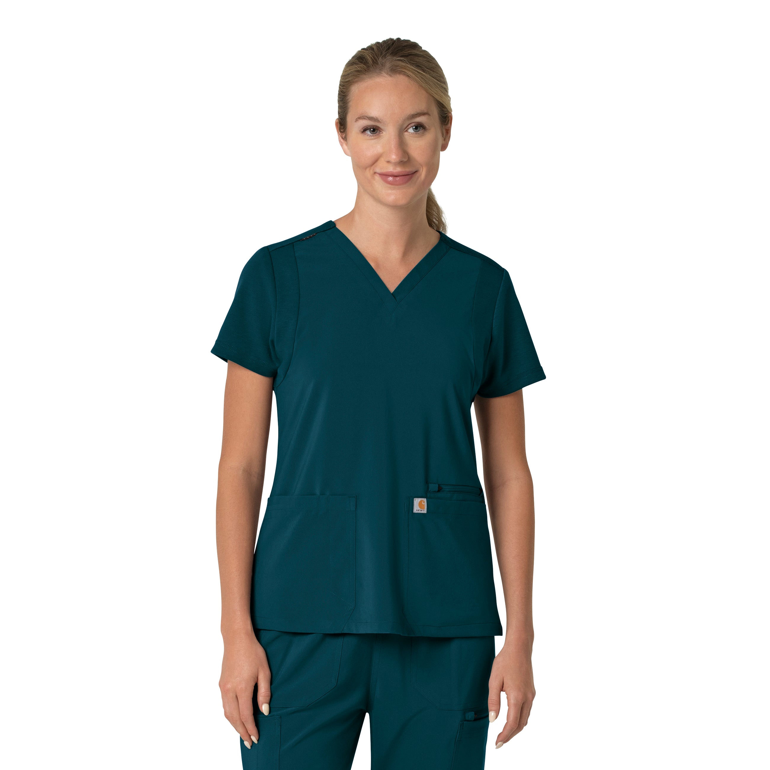 C13210 Carhartt Force Cross-Flex Women's Flex Panel V-Neck Scrub Top