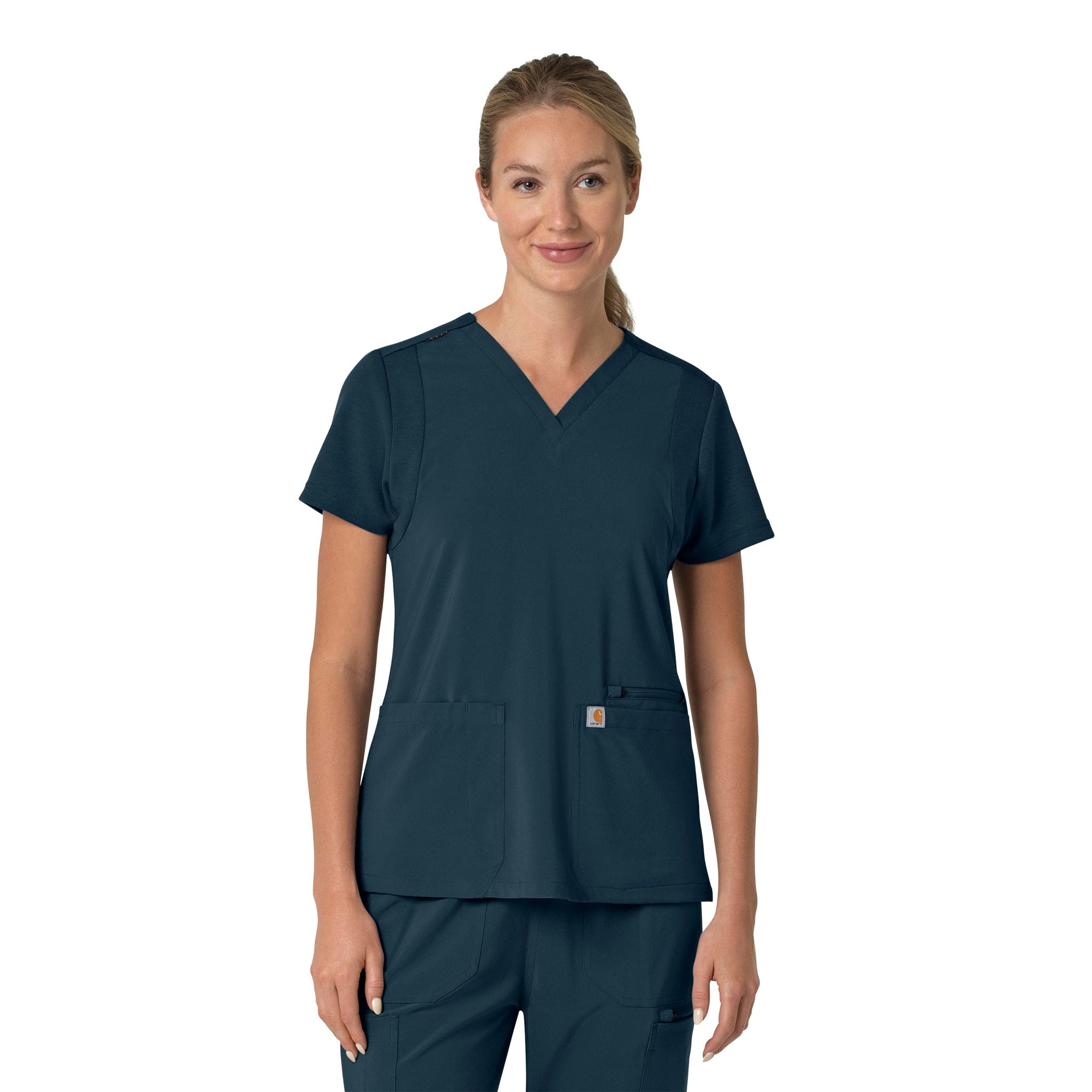 C13210 Carhartt Force Cross-Flex Women's Flex Panel V-Neck Scrub Top