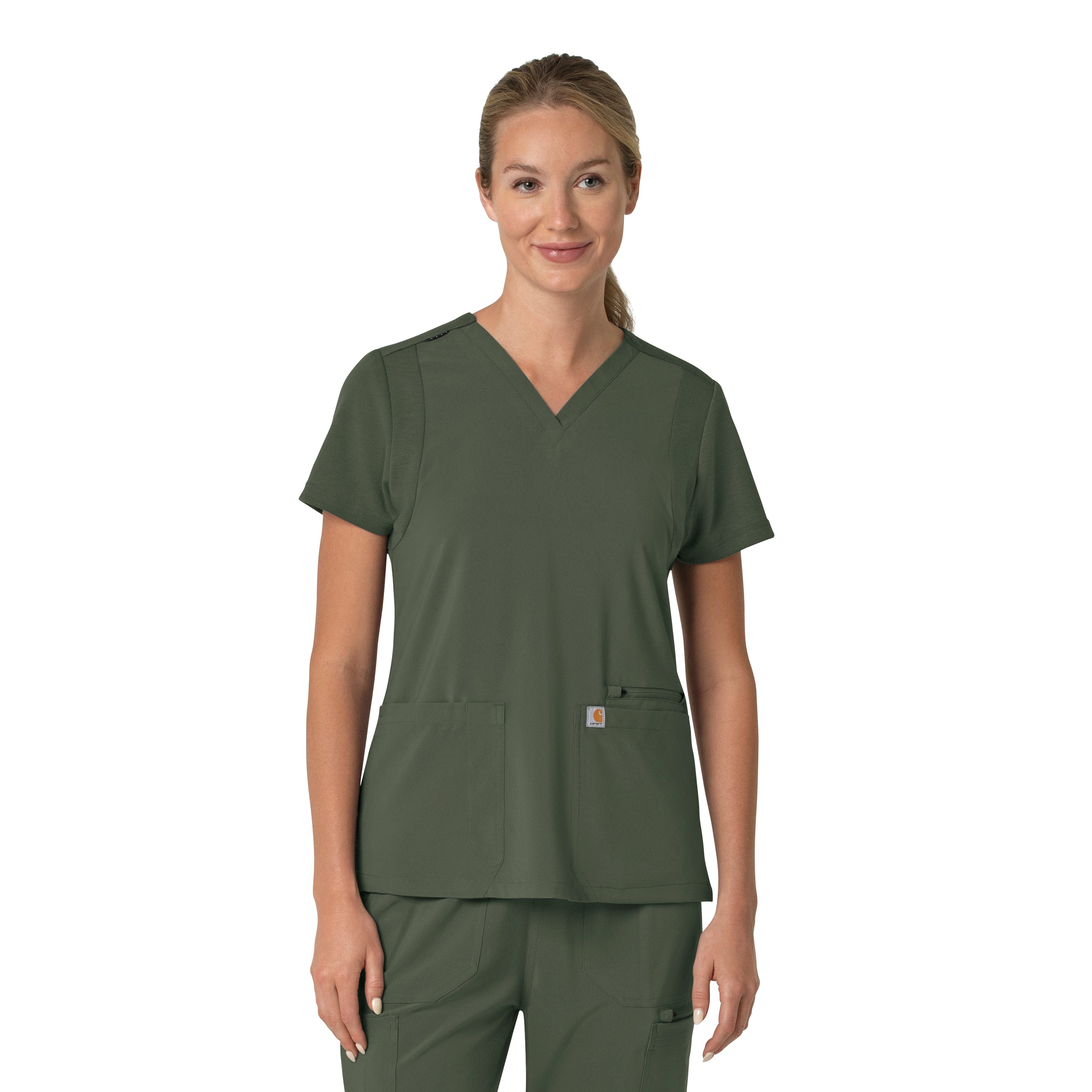 C13210 Carhartt Force Cross-Flex Women's Flex Panel V-Neck Scrub Top