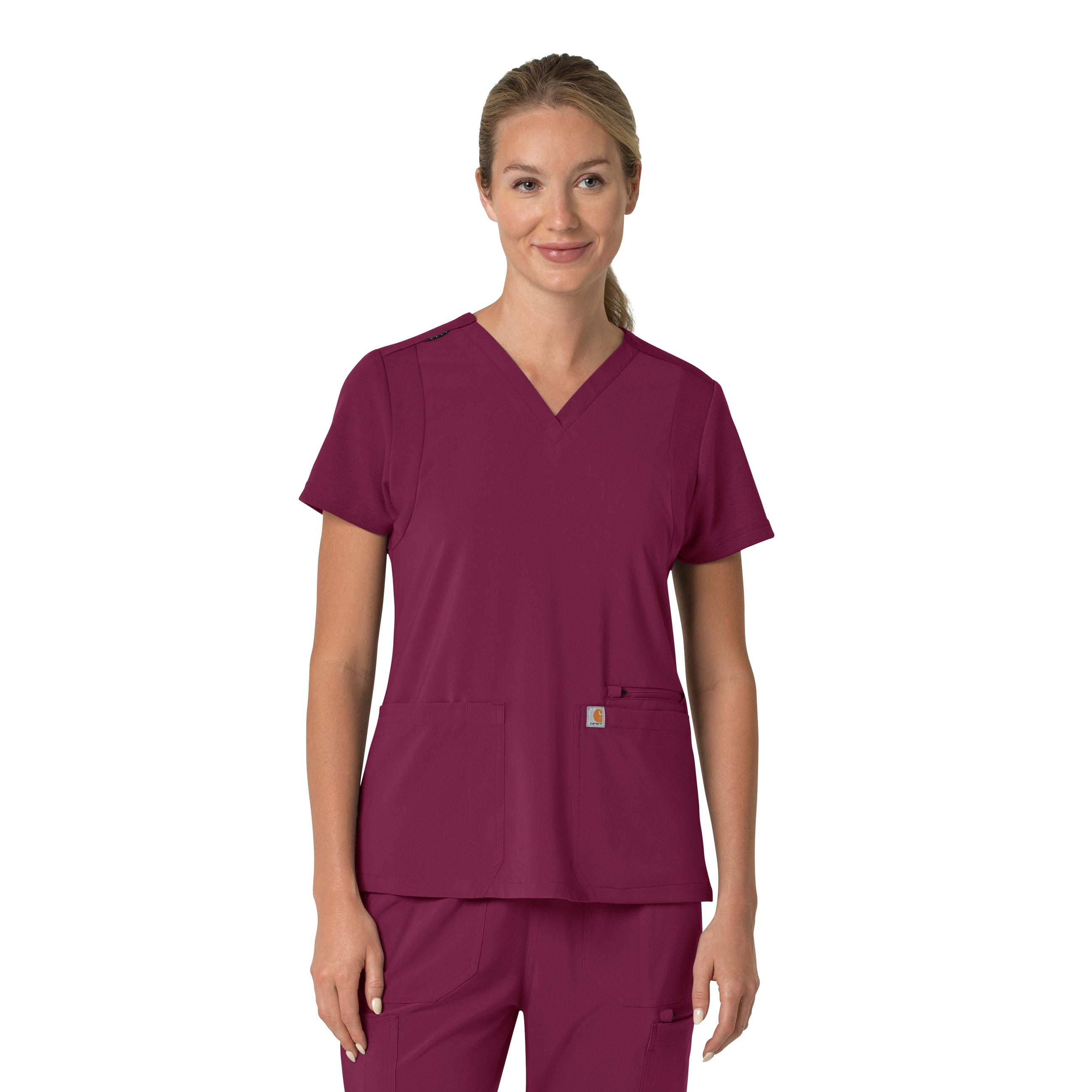 C13210 Carhartt Force Cross-Flex Women's Flex Panel V-Neck Scrub Top