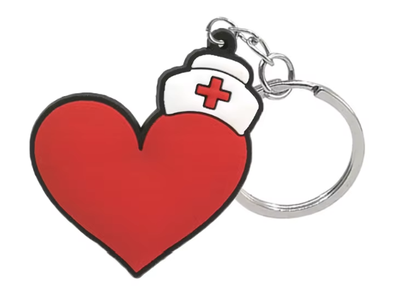 Key Chain PUFFY - Heart Shape with Nurses Cap