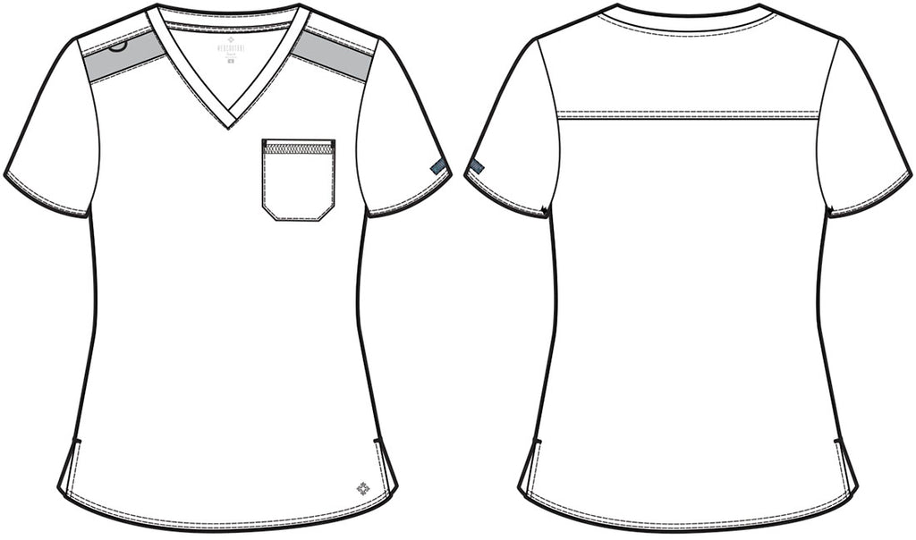 7448 Med Couture Touch V - neck Chest Pocket Top