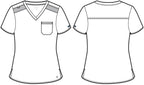 7448 Med Couture Touch V - neck Chest Pocket Top
