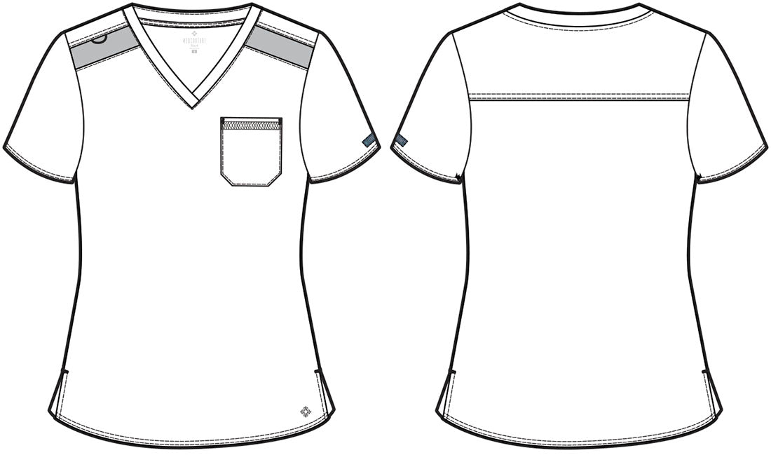 7448 Med Couture Touch V - neck Chest Pocket Top