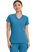 7448 Med Couture Touch V - neck Chest Pocket Top