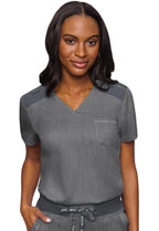 7448 Med Couture Touch V - neck Chest Pocket Top