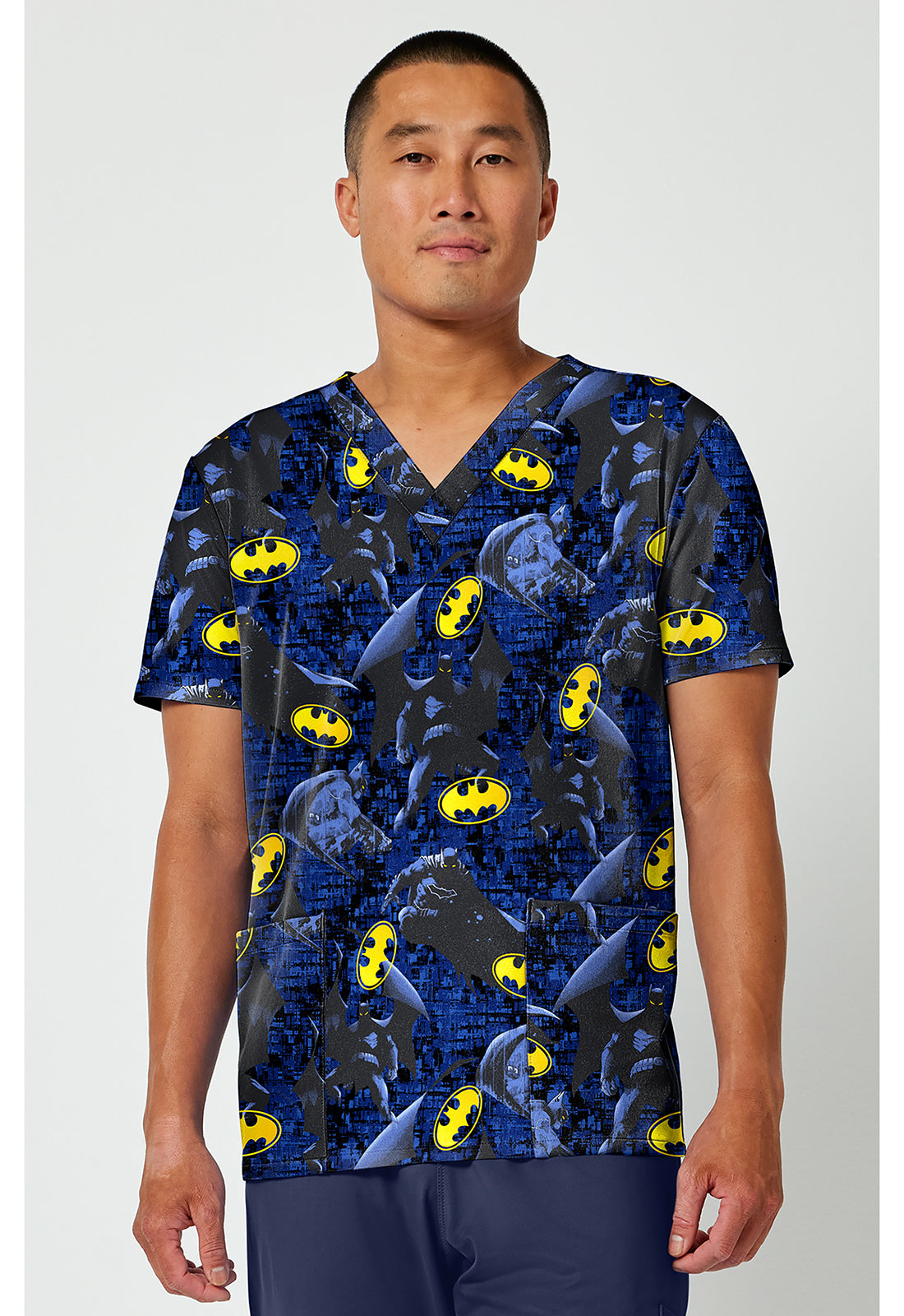 TF788 Tooniforms Men's Print V-Neck Top