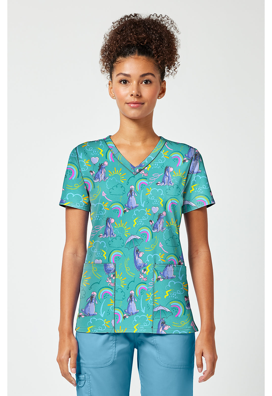 TF796 Print V-Neck Top - Eeyore Rain or Shine - Women's