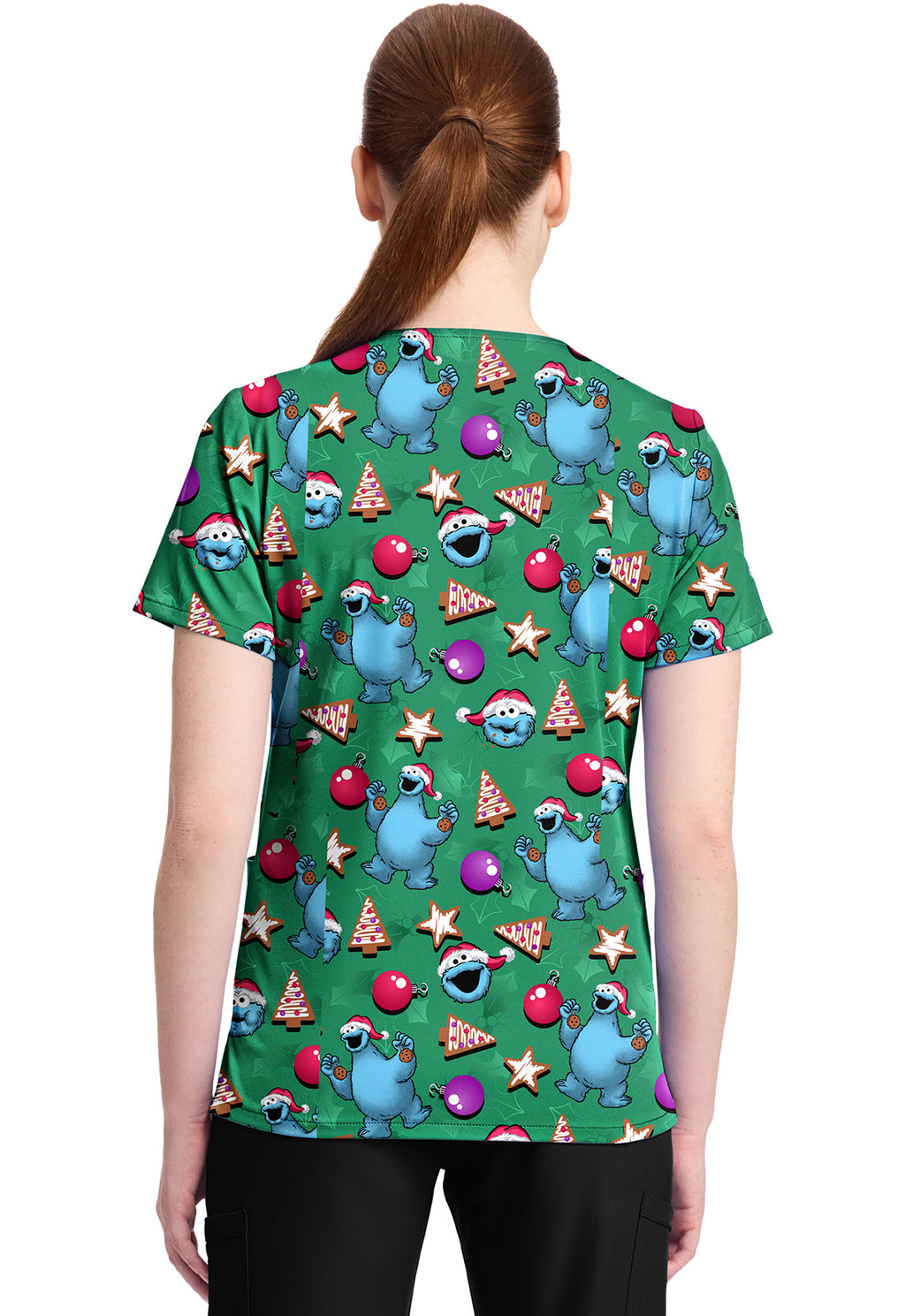 TF796 SWZC Print V-Neck Top - Christmas Cookie - Women's