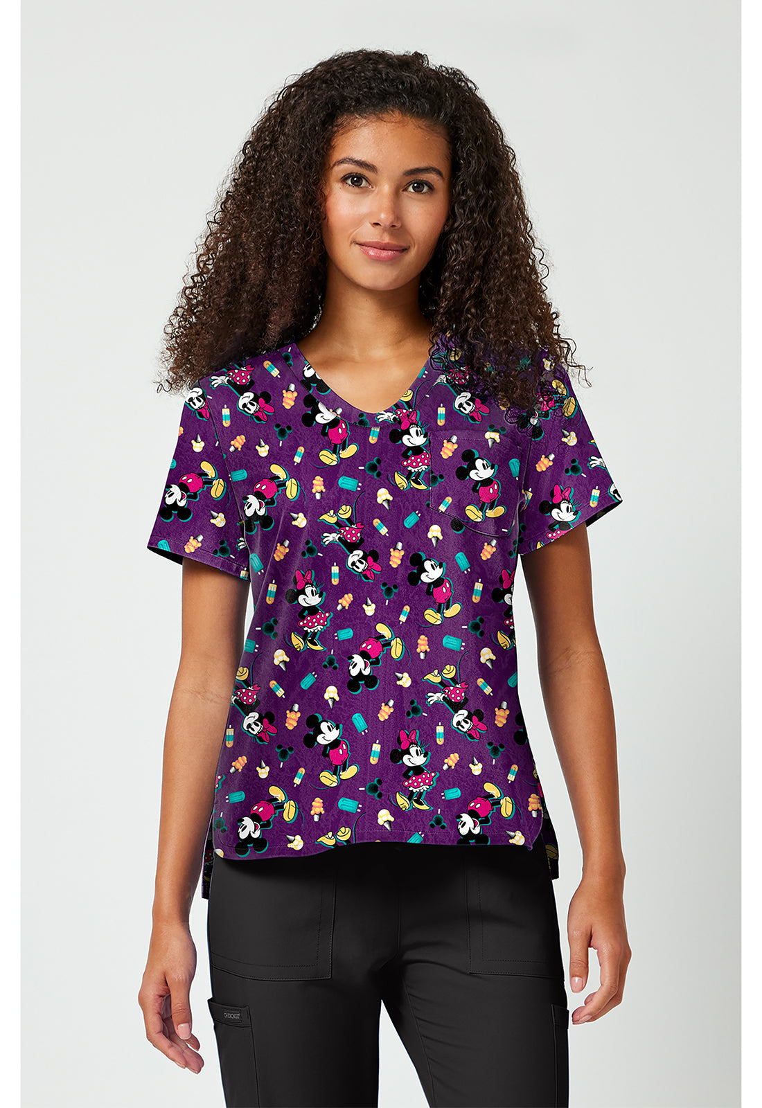 TF797 MKEZ Print V-Neck Top - Mickey Yummy Freeze - Women's