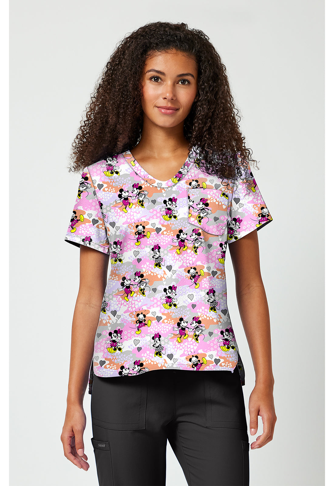 TF797 MKXI - Print V-Neck Top - Mickey Friend Frolic - Women's