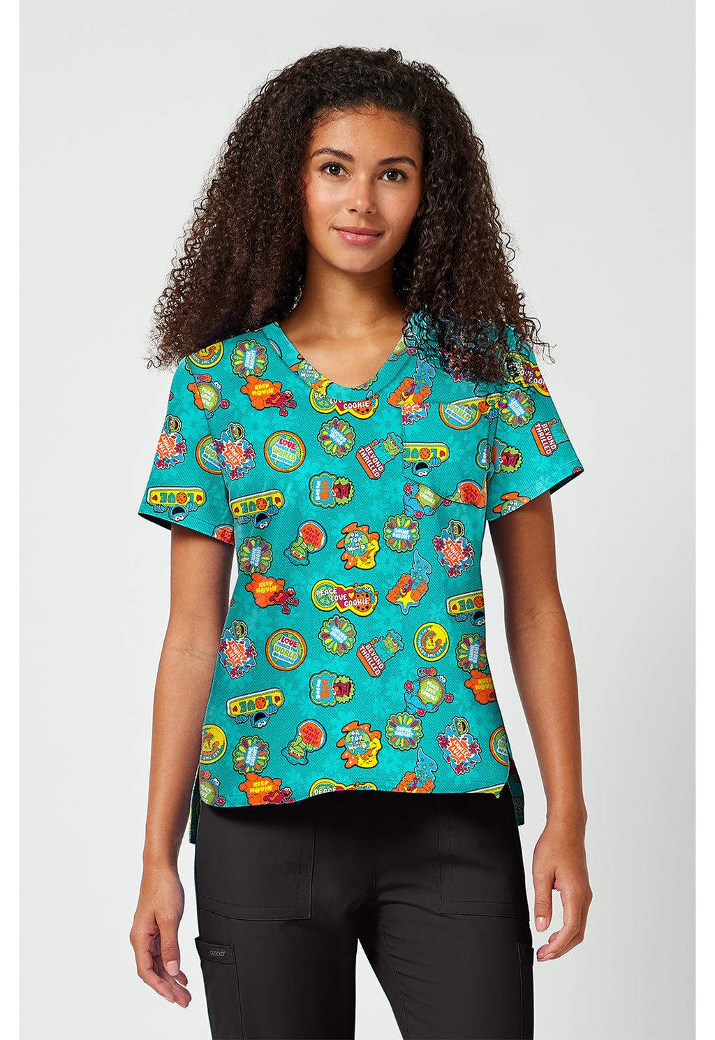 TF797 Print V-Neck Top
